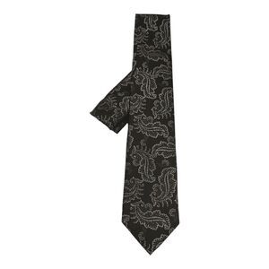 MEN'S FRATELLO TIE & HANKY SET BLACK AND SILVER FLORAL PATTERN.
